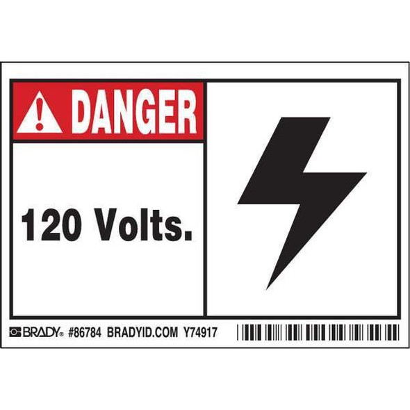 Brady Machine/Equipment Labl,3-1/2inHx5inW,PK5, 86784 86784