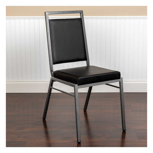 Flash Furniture Black Vinyl Banquet Chair,PK2 2-FD-LUX-SIL-BK-V-GG
