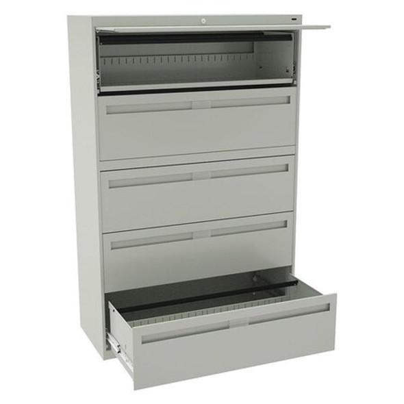 Tennsco 42 in W 5 Drawer Lateral File Cabinet, Light Gray LPL4260L50 LGHT GREY