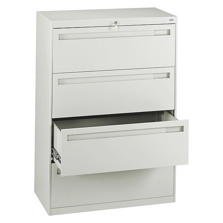 Tennsco 36 in W 4 Drawer Lateral File Cabinet, Light Gray LPL3648L40 LGHT GREY