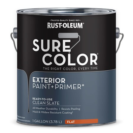 Rust-Oleum Exterior Paint and Primer, Flat, Water Base, Clean Slate 394674