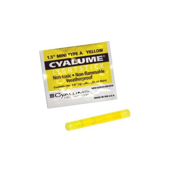 Lightstick,Yellow,4 hr.,1-1/2 in. L,PK50