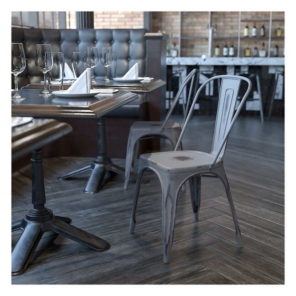 Flash Furniture Distressed Silver Gray Metal Indoor-Outd ET-3534-SIL-GG
