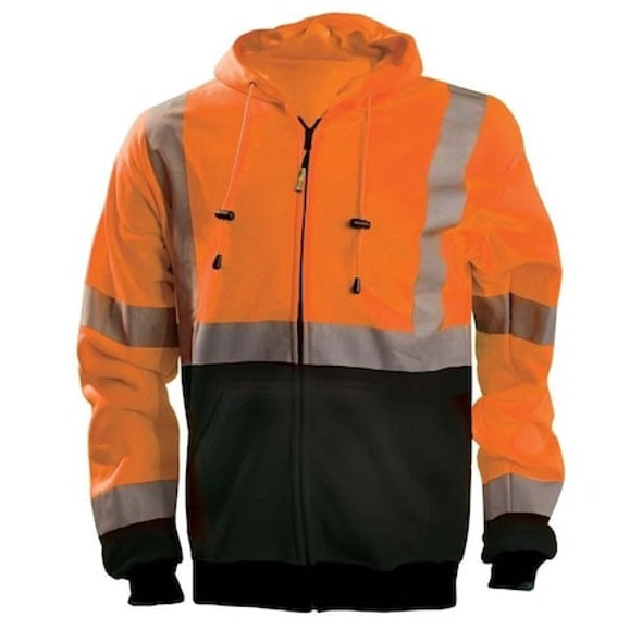 Unisex Hooded Sweatshirt, Polyester, zipper, Orange, XL