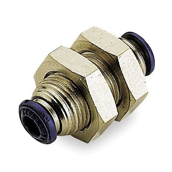 Aignep Usa Bulkhead Union,Brass,Push-Fit,5/32in,PK5 88050-53 Aignep Usa Bulkhead Union,Brass,Push-Fit,5/32in,PK5 88050-53
