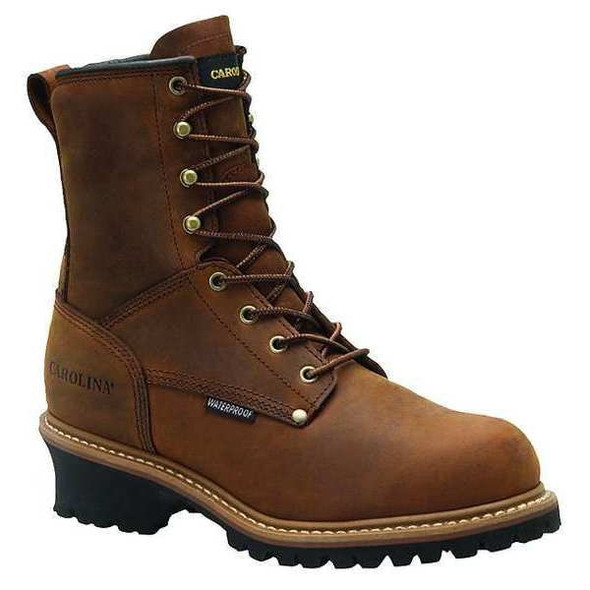 Men's Logger Boot, 11 1/2 D, Steel Toe, 8 in H, Brown, CA5821