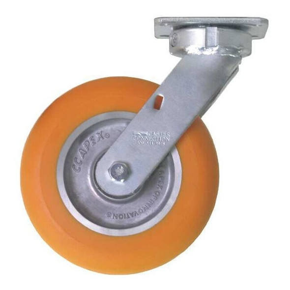 Kingpinless Swivel Plate Caster,Polyurethane,1200 lb