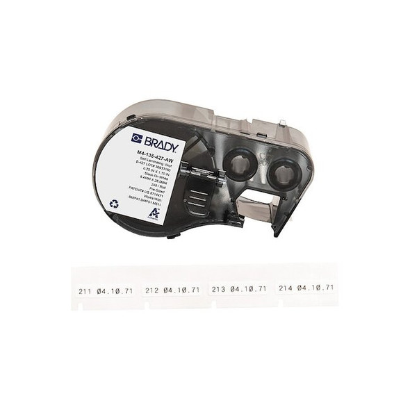 Brady Wraparound Label, White, Vinyl, 1/4 in W M4-135-427-AW