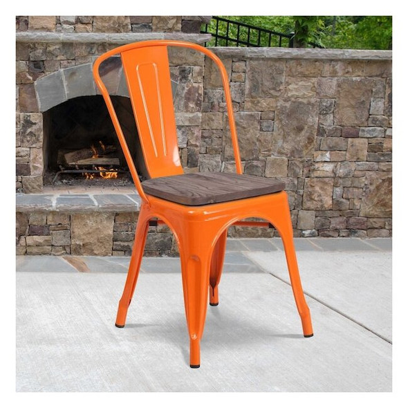 Flash Furniture Metal Stack Chair,Orange CH-31230-OR-WD-GG