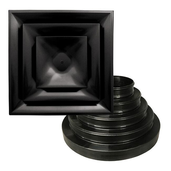 American Louver 6 to 14 in Square Step-Down Diffuser, Black STR-C-BK-NRD