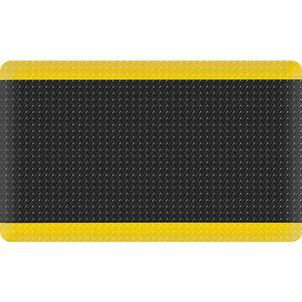 Antifatigue Mat, 3 ft L x 5 ft W, 15/16 in Thickness, Vinyl, Black/Yellow