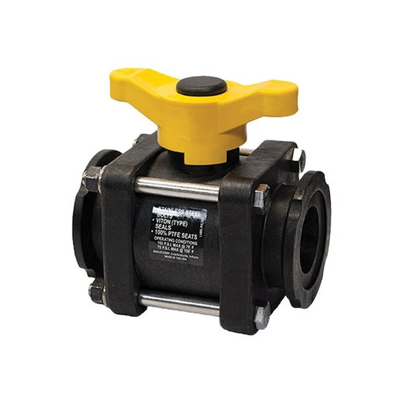 Banjo Manual 2-Way Ball Valve,Flange,Polypro MVT200CF