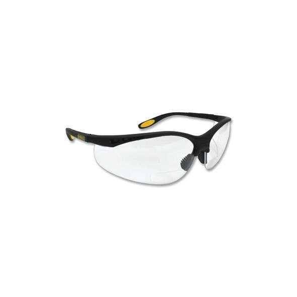 Reinforcer RX™ Bi-Focal Safety Glasses, Clear Lens, Polycarbonate, Hard Coat, Black Frame, +1.5