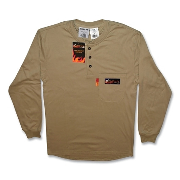 FR Treated Henley Shirts, 2X-Large, Khaki