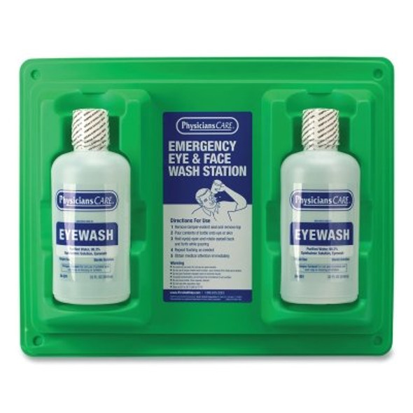 Eye and Skin Flush Emergency Station/Replacement Twin Bottles, 32 oz