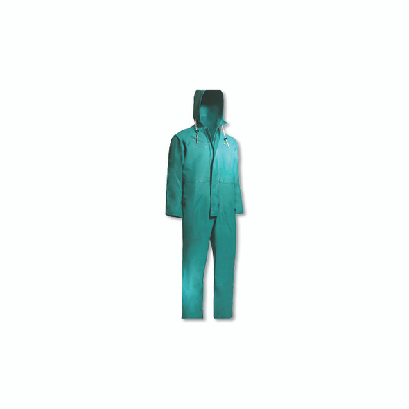 Chemtex Coverall with Attached Hood, Chemical Resistant, Green, Medium