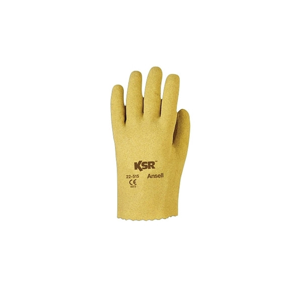 KSR® Multi-Purpose Vinyl-Coated Gloves, Interlock Knit Liner, 10, Yellow Pack of 12