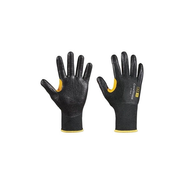 CoreShield™ A2/B Coated Cut Resistant Gloves, 9/L, HPPE Black Liner, Smooth Nitrile Black Coating, 13 ga