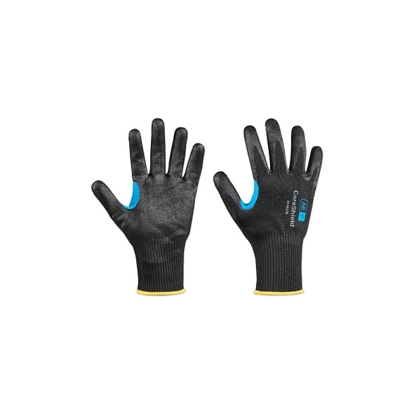 CoreShield™ A6/F Coated Cut Resistant Gloves, 10/XL, HPPE/Alloy/Basalt, Smooth Nitrile, 13 ga, Black
