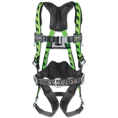 AirCore™ Full-Body Harness, Steel Side/Stand-Up Back D-Rings, Universal, Quick-Connect/Tongue Straps, Green