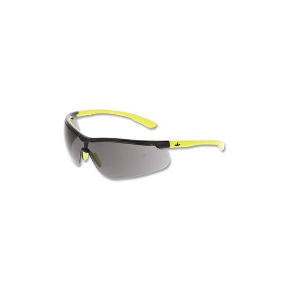 Klondike® KD7 Series Safety Glasses, Polycarbonate Gray Lens/Black Frame, Hi-Vis Lime Temple, MAX6® Anti-Fog/UV420 Pack of 12