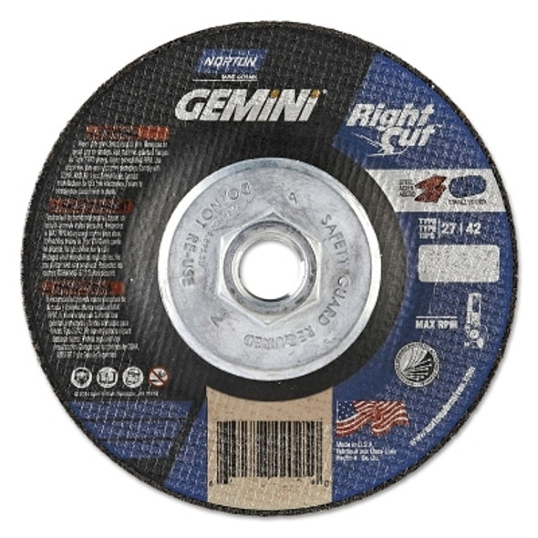 Gemini® RightCut™ Right Angle Cut-Off Wheel, Type 27/42, 7 in dia x 0.045 in Thick x 5/8 in-11 Arbor, 10 EA/PK