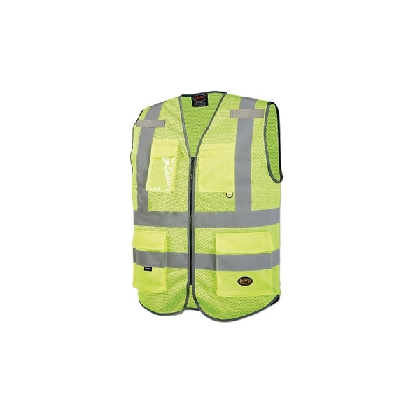 6960U/6961U Hi-Vis Mesh Multi-Pocket Safety Vest, X-Large, Green