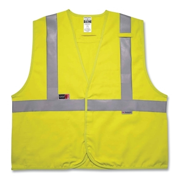 GloWear® Safety Vest, 8261FRHL, Fire Resistant, Modacrylic, Class 2, Type R, 2 Pockets, Reflective Tape, 4X-L/5X-L, Lime