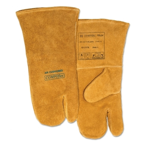 COMFOflex® Premium Leather Welding Gloves, Split Cowhide, Large, Buck Tan, 1-Finger Mits