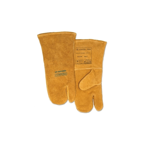 COMFOflex® Premium Leather Welding Gloves, Split Cowhide, Large, Buck Tan, 1-Finger Mits