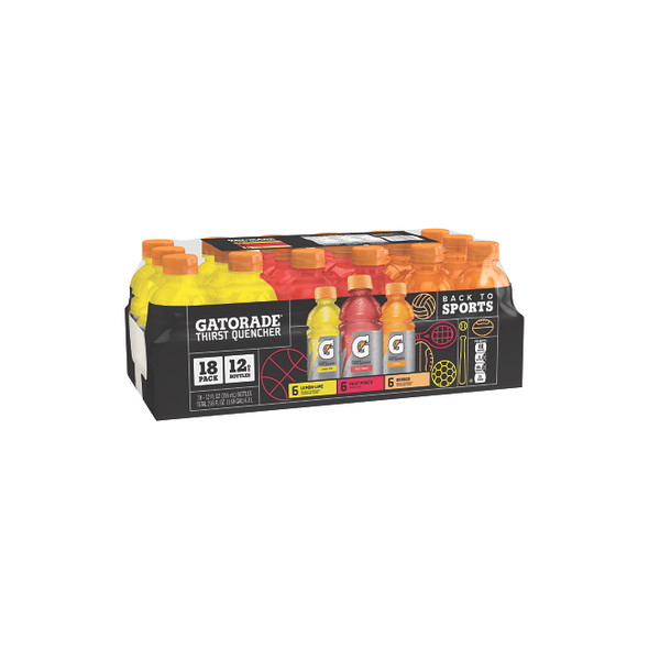 Thirst Quencher 12 oz Ready to Drink Multipack, 6 Lemon Lime, 6 Fruit Punch, 6 Orange