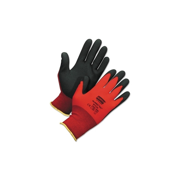 NorthFlex Red™ NF11 Foam PVC Fingers/Palm Coated Gloves, X-Small, Black/Red