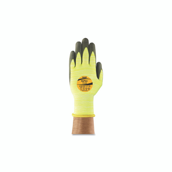 11-423 Heat Resistant Gloves with High Visibility, Size 9, Yellow/Black