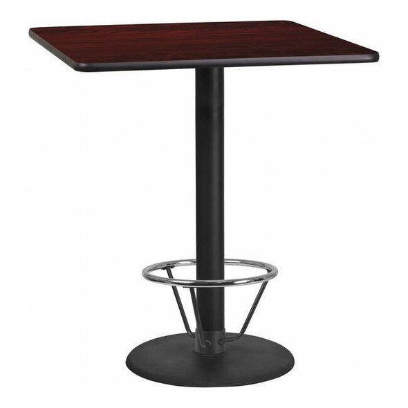 Square Laminate Table, 36" W, 36" L, 43.125" H, Laminate Top, Wood Grain