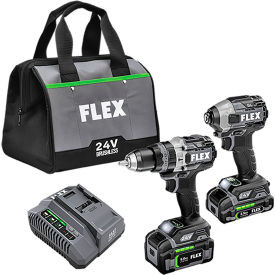 Flex Brushless 2 Tool Combo Kit w/ Drill Driver Turbo Mode Impact Driver & Quick
