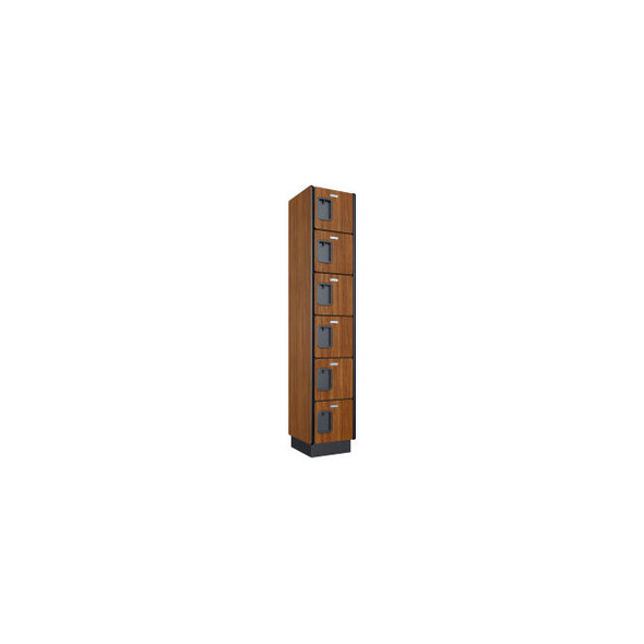 Global Industrial 6-Tier 6 Door Wood Locker 12""Wx15""Dx76""H Cherry Unassembled