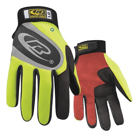 Ringers Gloves Mechanics Gloves,Hi-Vis Yellow,S,PR 138-08