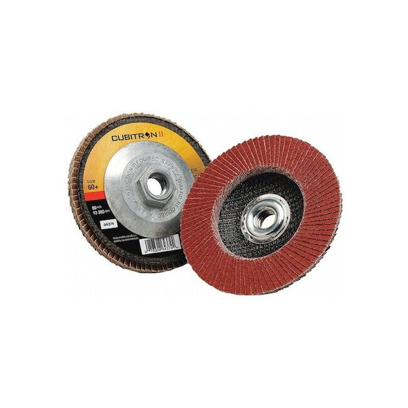 3m Cubitron Flap Disc,Type 27,4-1/2" dia.,60 Grit 7100104926