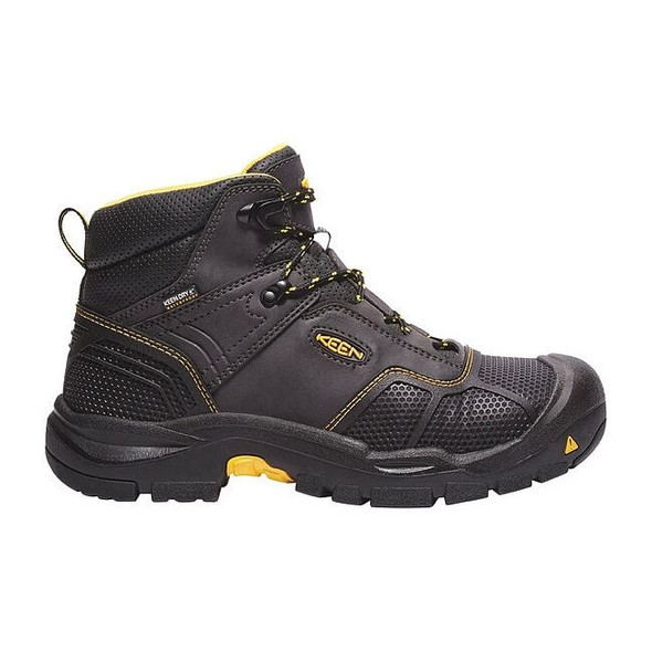 Men's 6-Inch Work Boot, 9 1/2 D, Steel Toe, 6 in H, Black/Raven, 1017828