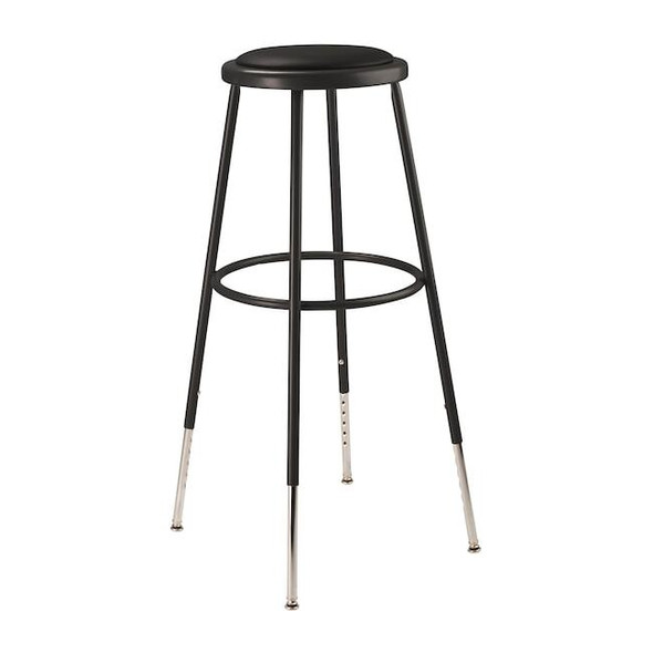 National Public Seating Blk Vinyl Stool,31-39"H,Welded Tube Leg 6430H-10