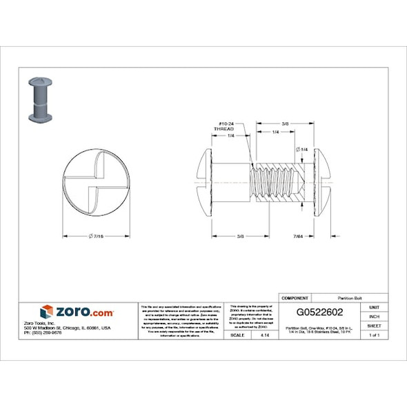 Manufacturer Varies Partition Bolt,18-8SS,#10-24,3/8"L,PK10 5MB83 Manufacturer Varies Partition Bolt,18-8SS,#10-24,3/8"L,PK10 5MB83