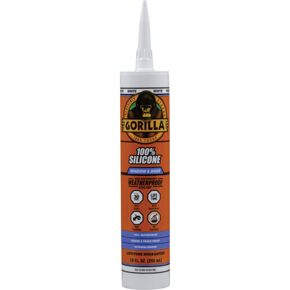 Gorilla 10 Oz. Window & Door Silicone Sealant Cartridge, White 117395