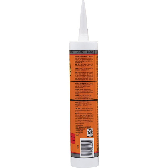 Gorilla 10 Oz. Kitchen & Bath Silicone Sealant Cartridge, Clear 117386 780288
