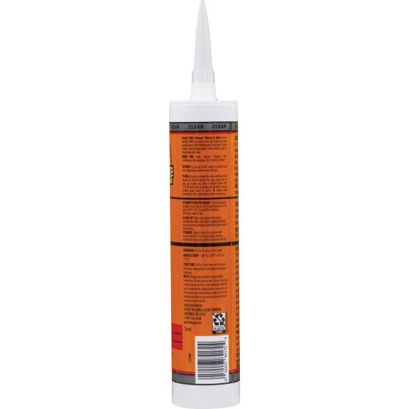 Gorilla 10 Oz. Kitchen & Bath Silicone Sealant Cartridge, Clear 117386 780288