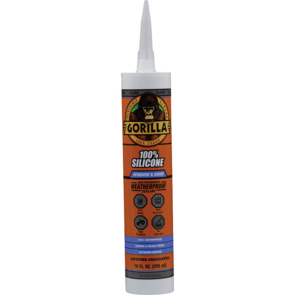 Gorilla 10 Oz. Window & Door Silicone Sealant Cartridge, Clear 117399