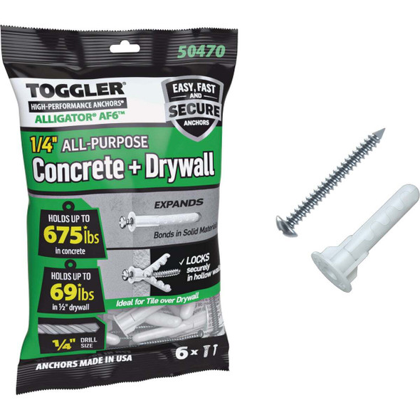 Toggler Alligator #10 x 1-1/2 In. Concrete & Drywall Anchors (6-Count) 50470