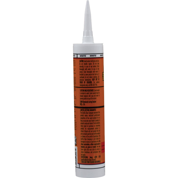 Gorilla 10 Oz. Kitchen & Bath Silicone Sealant Cartridge, White 117335 774603