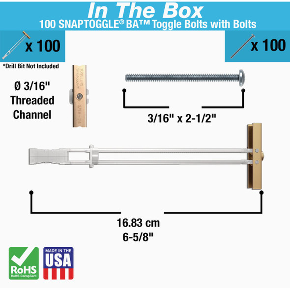 Toggler Snaptoggle 3-16-24 x 2 In. Toggle Bolt (100-Count) 24100 250995