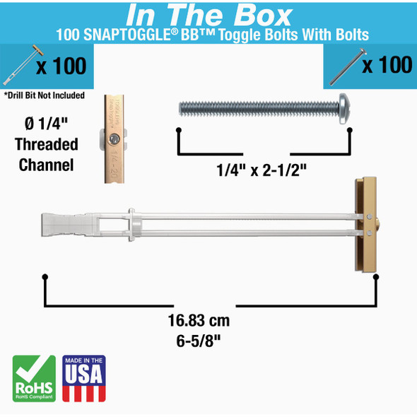 Toggler Snaptoggle 1-4-20 x 2 In. Toggle Bolt (100-Count) 24200 255070