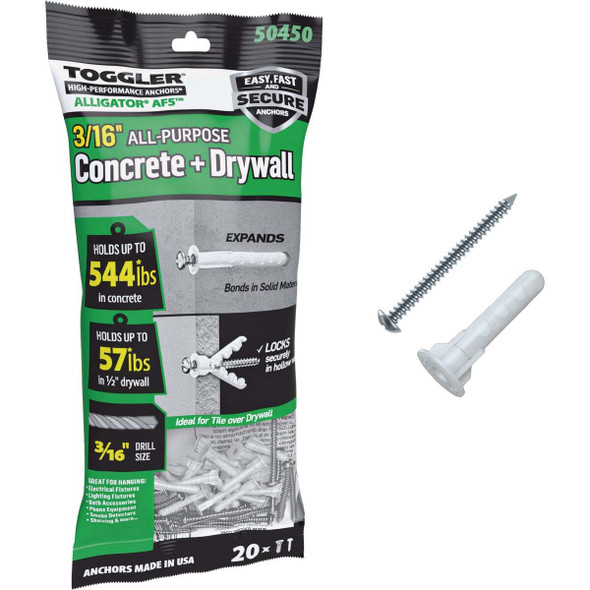 Toggler Alligator #8 x 1-1/4 In. Concrete & Drywall Anchors (20-Count) 50450